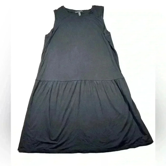 Eileen Fisher  Stretch Knit Round Neck Sleeveless Slim Dress Black Petite XXS - Picture 1 of 1